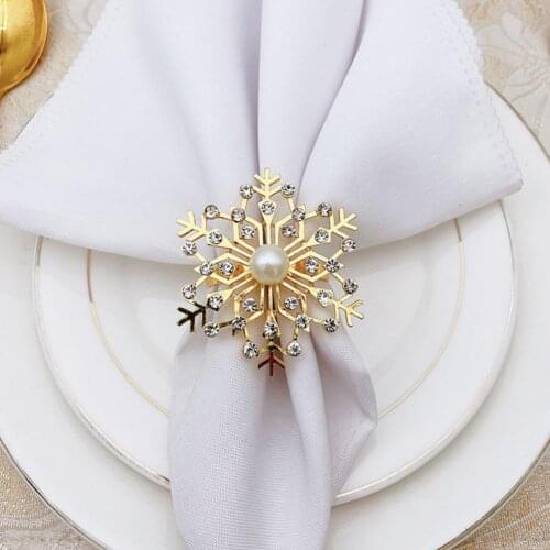 6Pcs/Set Exquisite Napkin Ring Visual Effect Alloy Wear-resistant Creative Snowflake Shape Napkin Clip Napkin Ring Supplies