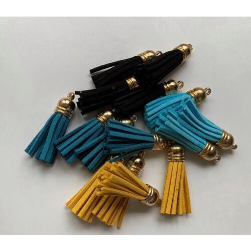 Korean Velvet Leather Tassels Earrings Necklace for Jewelry DIY Summer Bracelets Tassel with Cap