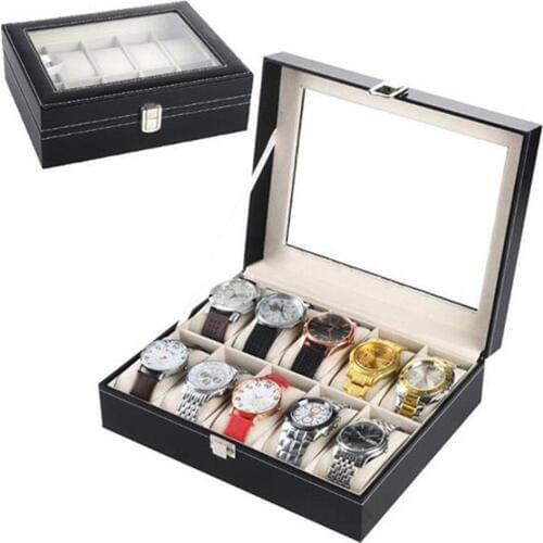 6/10/12/20 Slots Watch Box Faux Leather Wrist Watch Men Storage Box Clock/Watch Display Case Convenient Watch Jewelry Organizer