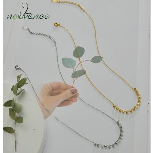 Nextvance Beautiful Stainless Steel Neckalces Steel Ball Chain Necklace for Women Girlfriend Gift Collar Jewelry Gift