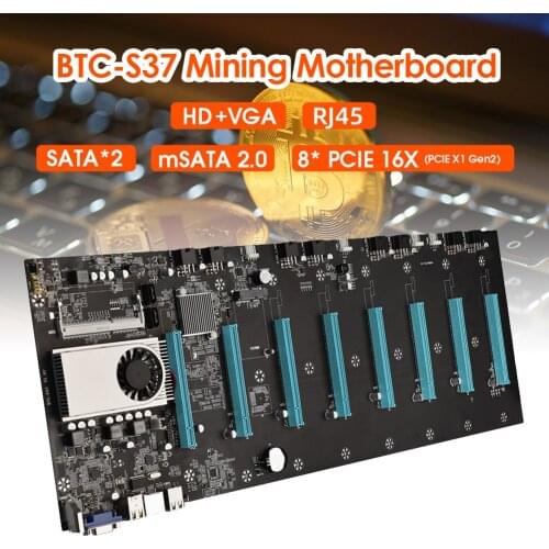 BTC-S37 Pro Mining Motherboard 8 PCIE 16X Graph Card DDR3 SATA3.0 Support VGA Compatible for BTC Miner Machine Accessories T35