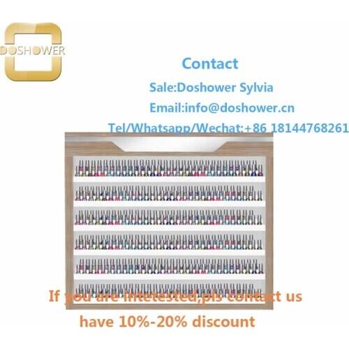 Nail bar salon furniture with nail polish shelf rack for wall nail polish rack