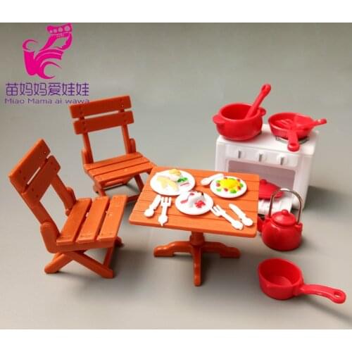 Doll house Miniature food and play scene Mini furniture model Pocket toy Square dining table and chair