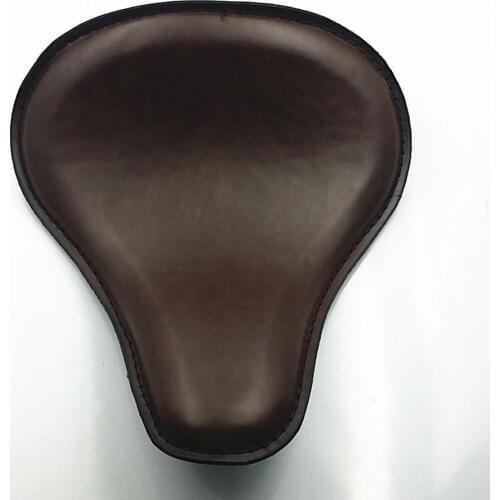 Motorcycle Brown Vintage Leather Solo Slim Seat Large For Harley Honda Yamaha Suzuki Custom