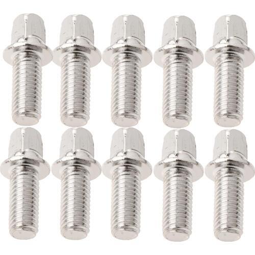 Tooyful Durable 10Pcs/Lot Metal Drum Set Pedal Beater Hammer Mounting Screws Silver for Drummers
