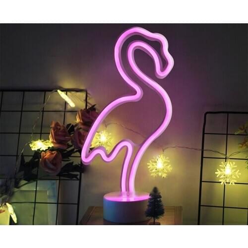 Novelty USB Rainbow Flamingo Unicorn Cactus Pattern LED Neon Sign light Table Decorative lamp Xmas Party Home Bedroom Decor