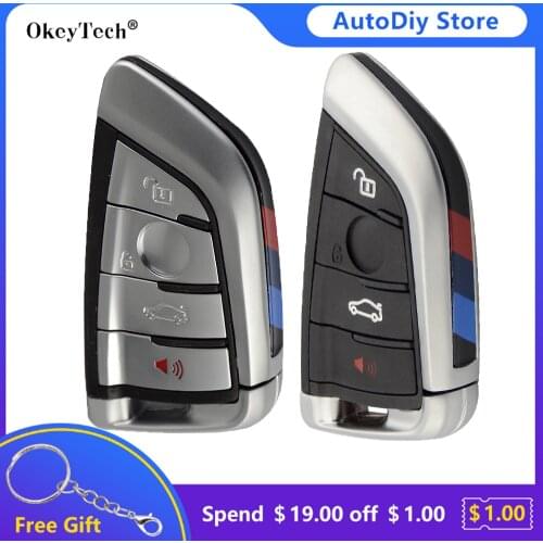 Okeytech 3/4 Buttons Smart Card Fob Remote Key Shell For BMW X5 X6 F15 X6 F16 G30 7 Series G11 X1 F48 Auto Key Case Insert Blade
