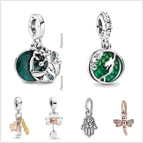 Original 925 Sterling Silver Green Enamel Christmas Mistletoe With Crystal Charm Bead Fit Pandora Bracelet & Necklace Jewelry