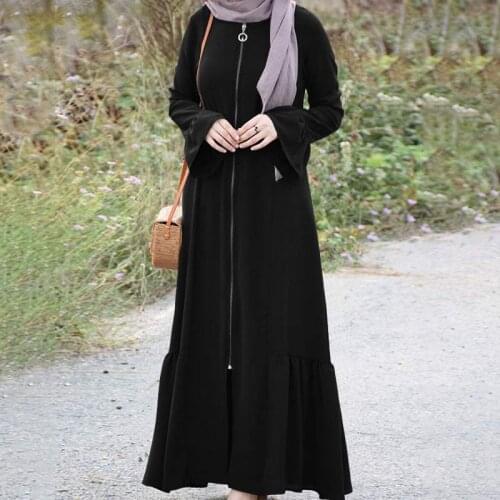 Casual Crew Neck Abaya Maxi Dress ZANZEA Women Retro Sundress Fashion Muslim Dubai Robe Kaftan Flare Sleeve Flounce Dresses 5XL