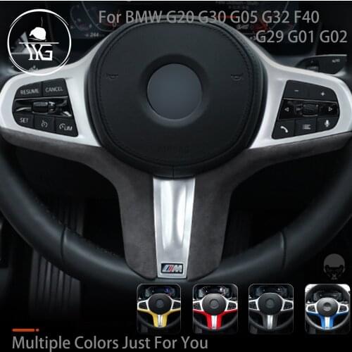 Turn Fur Suede Wrap Cover For BMW 3 5 Series X3 X5 Z4 F40 G20 G05 G30 G32 G11 G01 G02 6GT Steering Wheel Trim ABS Cover