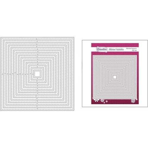 2021 New Nesting Stitched Squares Metal Cutting Dies for DIY Scrapbooking Decor and Card Making Paper Craft Embossing No Stamps