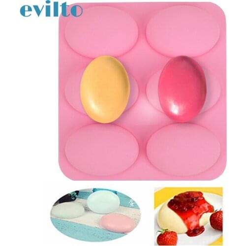 6 Slots Oval Shape Silicone Soap Mould DIY Handmade Jelly Pudding Candy Maker Fondant Cake Mold Baking Tool Cake Decorating Tool