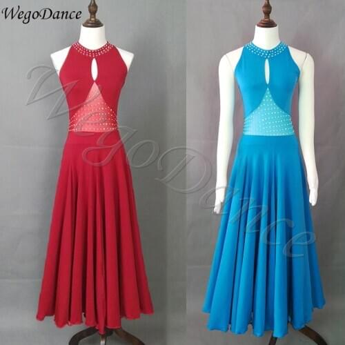 Modern dance ballroom dancing exercise Tango costume woman with rhinestone