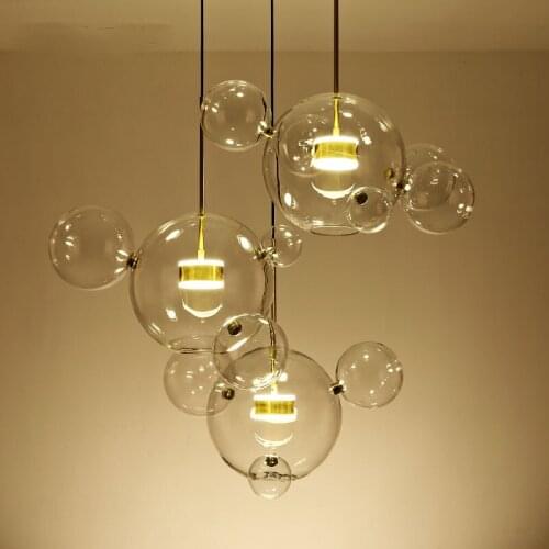 Glass ball Pendant Lights for Living room dining room clear glass hanging Pendant Lamp round glass creative Nordic lights