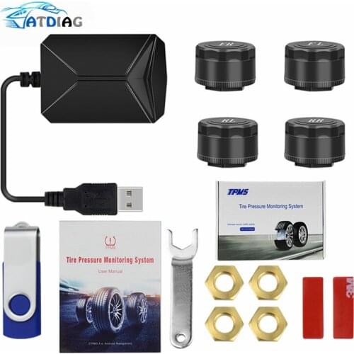 TPMS USB Android Car Tire Pressure Monitoring System Display 4 Internal Sensors Android Navigation Tyre Pressure Alarm 0-116Psi