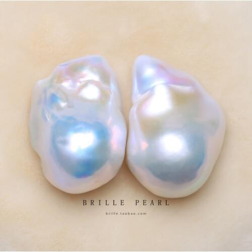 BaroqueOnly Natural BIG SIZE Freshwater Irregular Pair pearl beads Pearl stone High Quality For DIY earring Jewelry Making BZBF