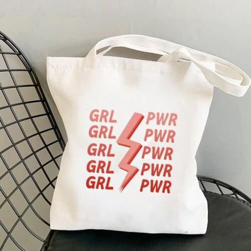 Shopper Girl Power Kawaii lightning Bag Harajuku women Shopping Bag Canvas Shopper Bag girl handbag Tote Bag Shoulder Lady Bag