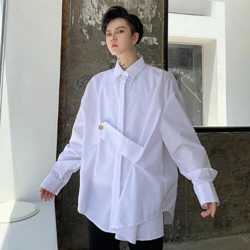 Botão homens de Manga Comprida Projeto Solta Casuais Camisa Masculina Do Vintage Da Moda Vestido de Festa Roupas de Palco Camisa