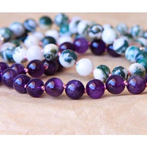 108 mala beads Necklaces Yoga mala Purple Quartz necklace Hand Knotted Prayer mala Bead Meditation Necklaces tassel Necklace