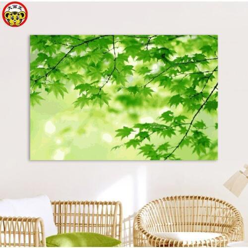 Painting by numbers art paint by number Big picture king DIY green plant branch leaves own painting living room room decorativ