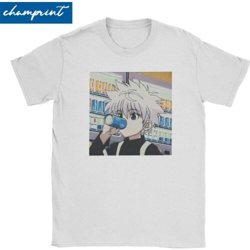 Zoldyck Killua Drink A Soda Men Women T Shirts Hunter X Hunter Novelty Tee Shirt Round Collar T-Shirt Cotton New Arrival Clothes