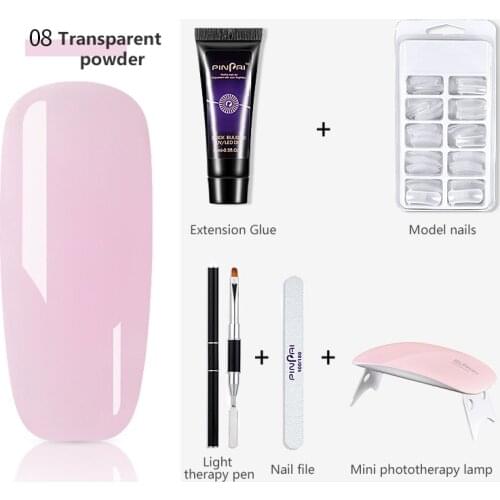 1 Set Nail Art 15ml Nail Extension Crystal Gel Fibers Quick-Drying Builder With Nail Models UV Polish Mini Light Tools Kit TSLM1