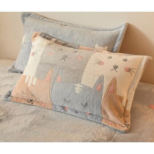 1 Pair 48x74cm Soft Warm Thick Flannel Coral Fleece Pillowcase Girls Room Cartoon Unicorn Flamingo Sweety Printed Pillowcase