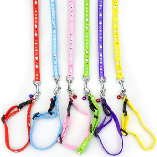 Pet Dog Collar Leash Set Width 1.0cm Collar for Small Medium Dogs Cats Cute Collar with Bell Dogs Lead Rope Inexpensive