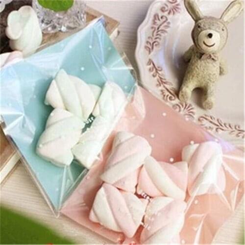 100 Pcs Blue Pink Green OPP Self Adhesive Cookie Packaging Bag Wedding Candy Gift Decoration Bag High Quality 10*10cm & 7*7cm