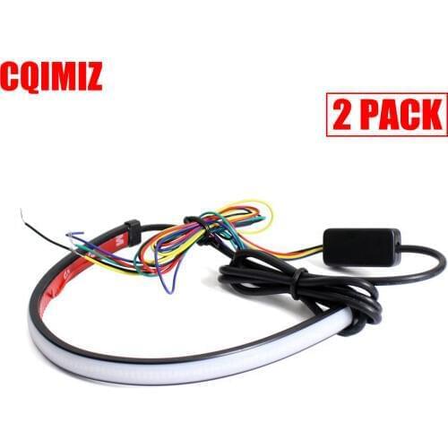 2PACK 29cm Motorcycle Sequential Running Brake Tail Light Turn Signal Integrated LED Flowing Stop Light Strip