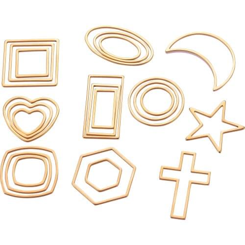 20 pcs Stainless Steel Various Shape DIY Accessory of Earring,Bracelet Findings Charm Jewelry Makings,not turn off color