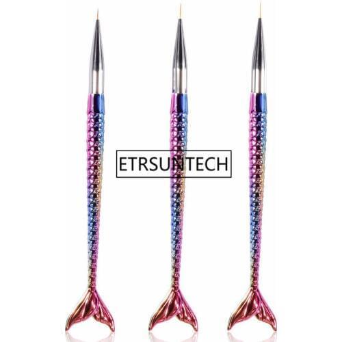3pcs/set 7/10/11mm Nail Art Mermaid Handle French Stripes Tape Liner Lines Brush Flower Design Drawing Pen F1674