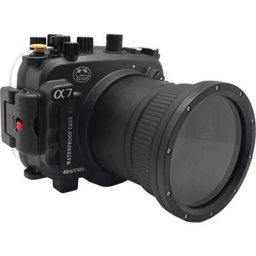 40m/130ft For Sony A7 NG Series A7R A7S underwater camera housing diving box case cover with 90mm lens (Long port) Black