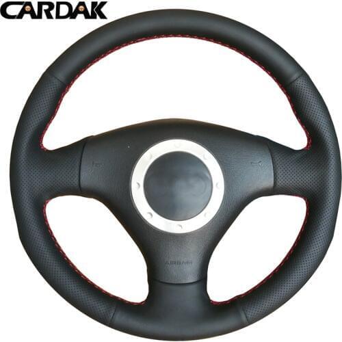 CARDAK Black Artificial Leather Steering Wheel Cover for Audi A3 8L Sportback A4 B6 Avant A6 C5 A8 D2 TT 8N S3 S4 RS 4 RS 6 A2