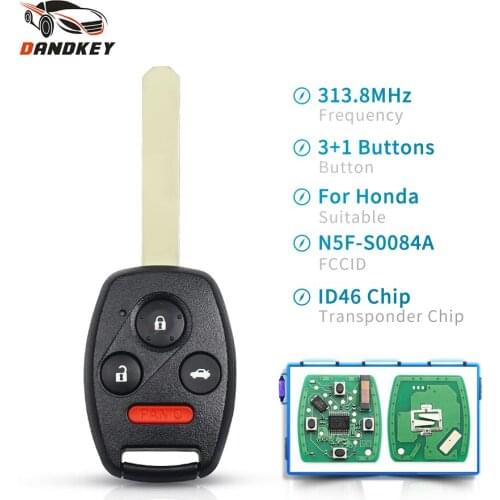 Dandkey ID46 N5F-S0084A 313.8MHz Car Remote Key For Honda Accord Element Pilot CR-V HR-V Fit Insight City Jazz Odyssey Fleed