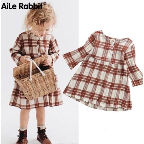 1-4Years Newborn Baby Girl Kid Popular Plaid Long Sleeve Dress Outfit Clothes Top 6 Orders