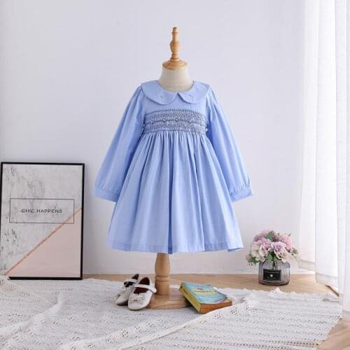 Girls Handmade Smocking Pink Dress Iinfant Embroidery Flowers Boutique Clothes Toddler Girl Baptism Birthday Smocking Dresses