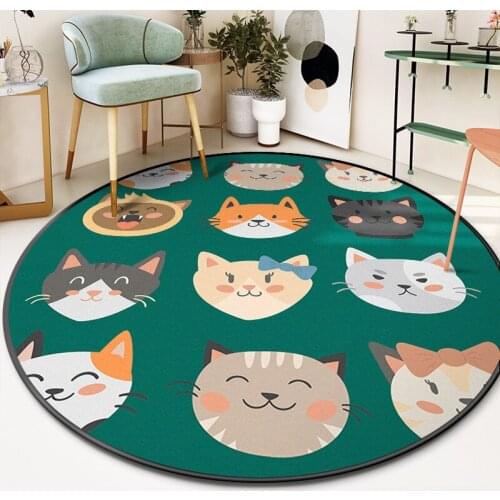3D printed home round carpet cute cartoon parlor bedroom floor doormat anti-slip kids room Basket chair play area rug decoration