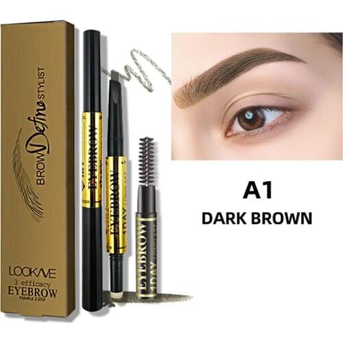 4 Colors Double-head Eyebrow Pencil Waterproof Anti-Sweat Rich Color High Pigmented Natural Long-lasting Makeup Maquillaje