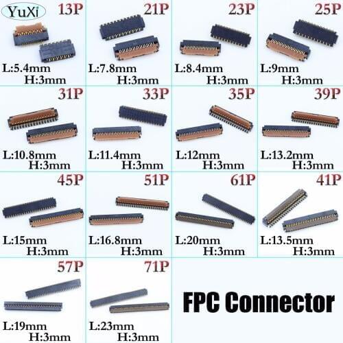FPC Connector cable socket 3MM Bottom Contact Type 13Pin 21P 23P 25P 31P 33P 35P 39P 45P 51P 61P 41P 57P 71P