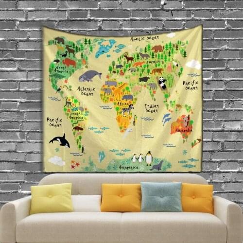 Zoo Map Digital Printed Tapestry Beautiful Wall Handing Decoration Sandy Beach Picnic Towel
