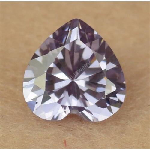 Hot Sale 2*2~15*15mm 5A Light Lavender Lab Created Cubic Zircon Stone Heart Cut Loose CZ Synthetic Violet Gems For Jewelry DIY