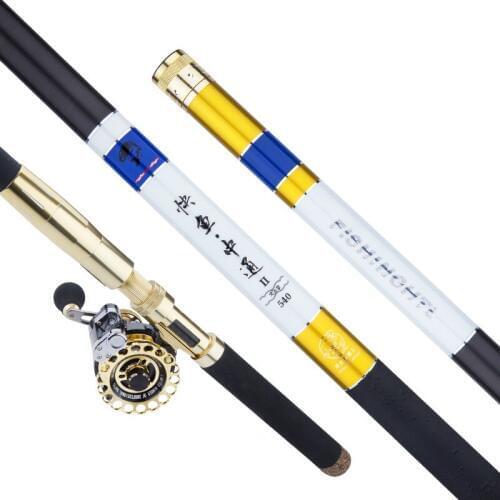 Carbon Taiwan Hand Rod 4.5m 5.4m 6.3m Spinning Fishing Olta with Baitcast Reel 28 Tone Hollow Peche Position Pesca Fishing Canne