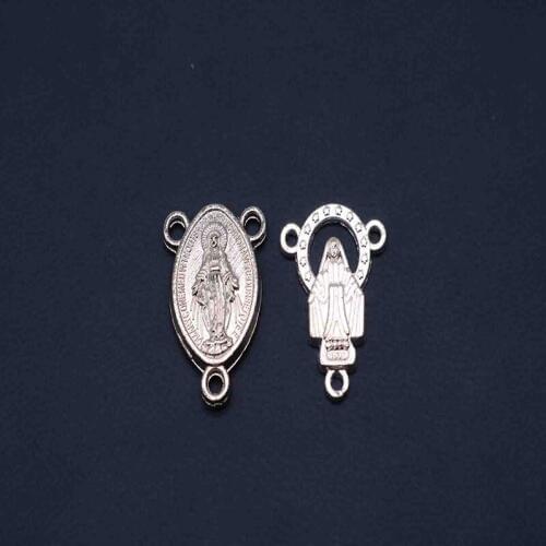 Catholic rosary cross center three-hole medal, Paris Virgin Mary rosary three-hole medal. Catholic finished accessories