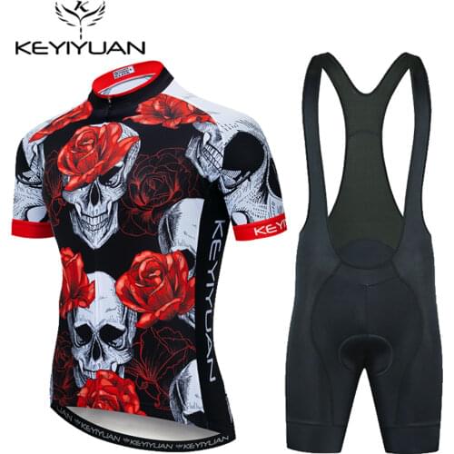 Keyiyuan 2021 Cycling Jersey Set Short Sleeve Bicycle Team MTB Cycling Shirt Suit Breathable Bike Uniform