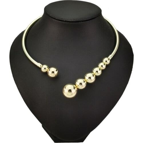 Copper Torques Choker Necklace For Women Beads Statement Bib Collar Necklace Accessories Jewelry 2021 UKMOC