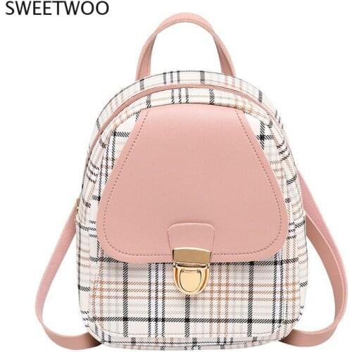 Vento Marea Mini Backpack Crossbody Bag for Teenage Girl Plaid Women Shoulder Phone Purse Korean Style New Trendy Female Bagpack