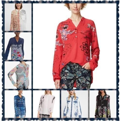 Fashion trade lady Spanish embroidered blouse popular logo embroidered blouse blouse