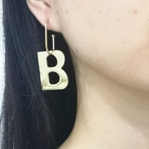 Fashion Stainless Steel Letter B Earrings Gold Color Metal Statement Earrings Jewelry