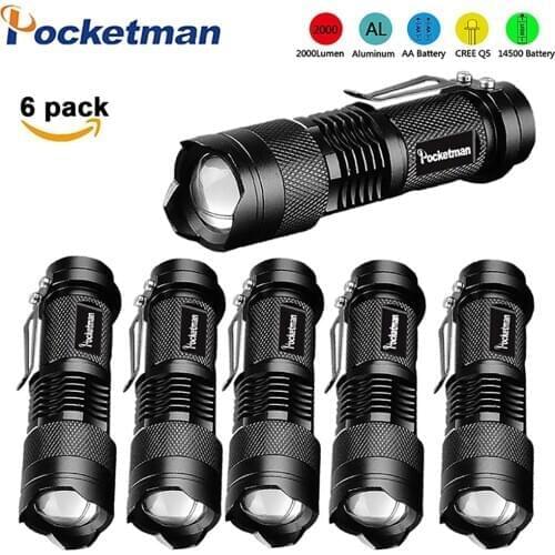 Powerful Tactical Flashlights Portable LED Zoomable Torch Light Outdoor Camping Lamps Waterproof Mini Tactical Lantern 6pcs